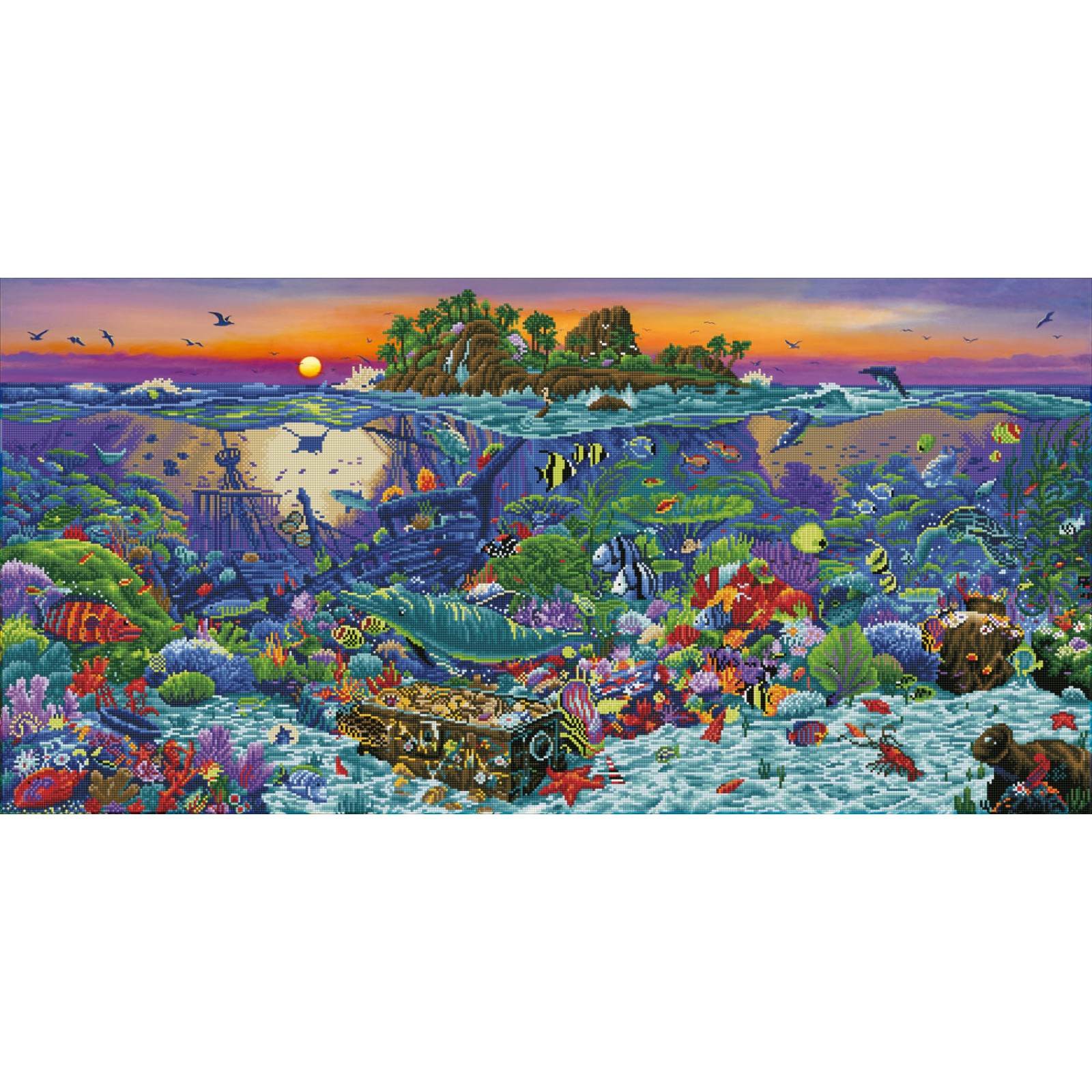 Sea Turtle In Coral Reef Official Diamond Painting Kit, Diamond Art