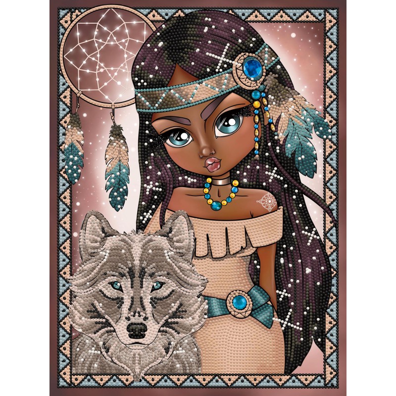 Indian Girl with Wolf